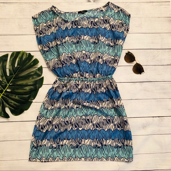 🌿 3 for $20 Blue abstract dress cinched waist - Picture 5 of 8